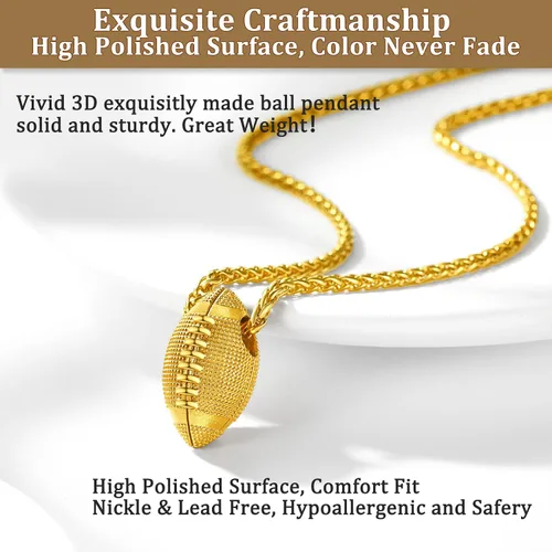 Miniatura 5 de Bestyle Vivid Ball - Collar con colgante de bola para hombres y niños, acero inoxidable sólido, fútbol, baloncesto, voleibol, pelota de rugby