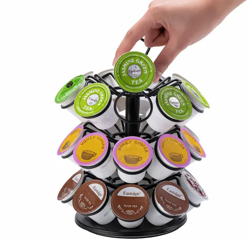 Miniatura 5 de K-Cup - Almacenamiento de cápsulas de café, soporte para cápsulas de carrusel, almacenamiento para cápsulas K (27 cápsulas-3 niveles)