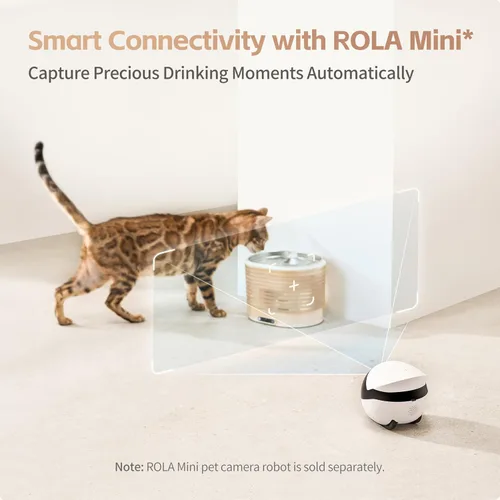 Miniatura 9 de Enabot EBO ROLA - Fuente de agua para gatos inalámbrica: fuente inteligente para mascotas a pilas, dispensador de agua para gatos sin bombas
