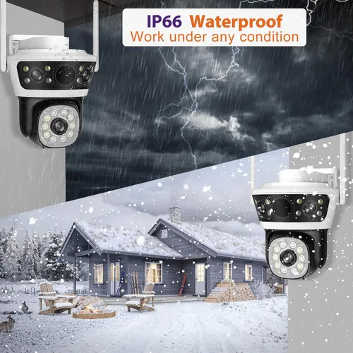 Miniatura 2 de Cámara de seguridad para exteriores 2.4G WiFi PTZ Cámara para exteriores de doble lente cámaras de seguridad para el hogar Vista de 360 ° 4MP Cable