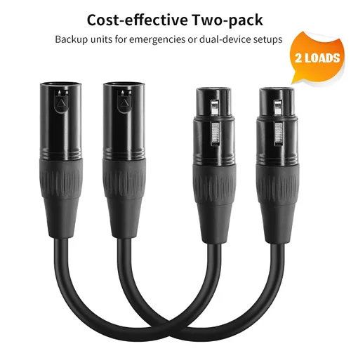 Miniatura 6 de Kumiho Paquete de 2 cables adaptadores XLR profesionales de 3 pines hembra a DMX macho de 5 pines macho de 12 pulgadas para control de iluminación