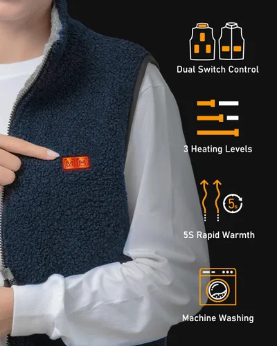 Miniatura 2 de LABEWVI Chaleco térmico de forro polar para mujer con batería incluida, chaleco térmico eléctrico ligero para mujer