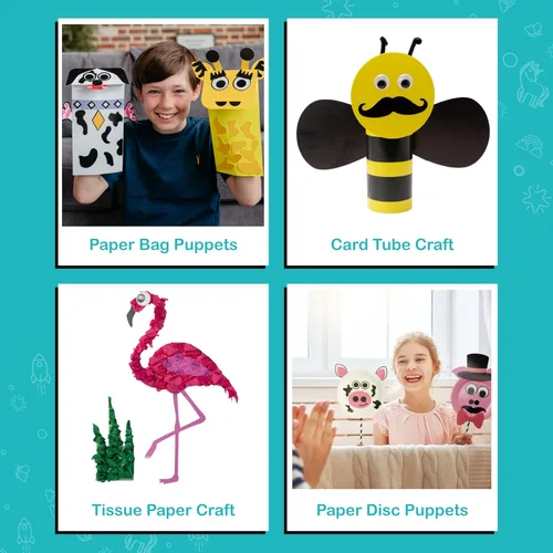 Miniatura 5 de Craftikit® - Kit galardonado de 20 manualidades de animales para niños de 3 a 10 años, kits de manualidades con todo incluido, divertida caja