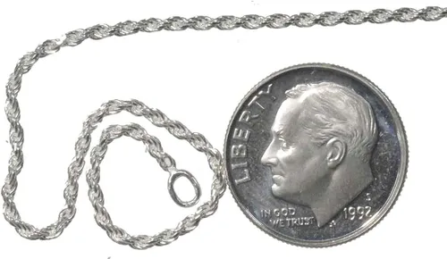 Miniatura 4 de Cadena de cuerda de plata de ley con corte de diamante fácil ajuste