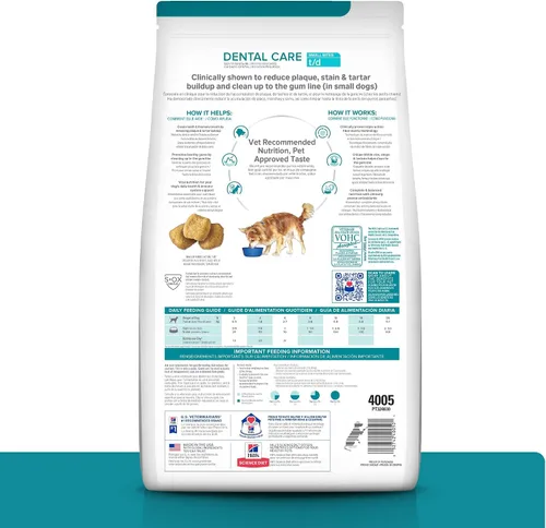 Miniatura 2 de Hill's Prescription Diet t/d Dental Care pequeños bocados sabor a pollo alimento seco para perros, dieta veterinaria, bolsa de 5 lb