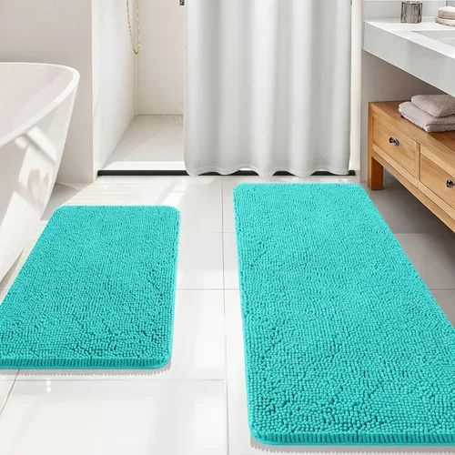 Miniatura 163 de OLANLY Juego de alfombras de baño de 2 piezas, alfombras de baño de chenilla suave y absorbente y alfombra de contorno en forma de U para inodoro