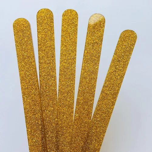 Miniatura 4 de 30 palitos de acrílico reutilizables para tartas, palitos de paleta de espejo para recuerdos de fiesta (purpurina dorada)