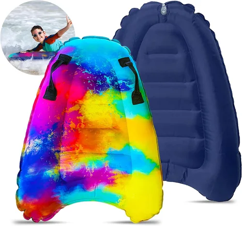 Miniatura 11 de JAMBO Tabla de surf inflable con asas, tabla de boogie para playa, tabla de surf flotante, flotadores de piscina, juguete de playa para niños