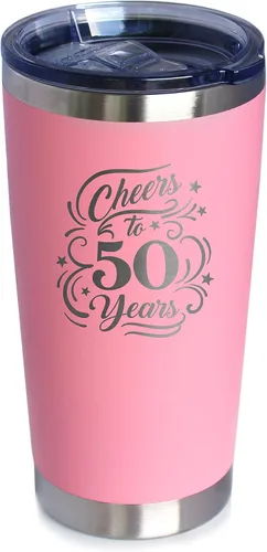 Miniatura 11 de Cheers to 50 Years - Vaso de café aislado con tapa deslizante - Taza aislada de acero inoxidable - Regalo para 50 aniversario - Negro