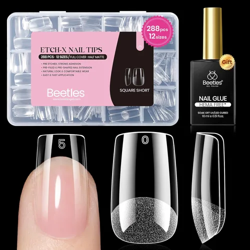 Miniatura 16 de beetles Gel Polish Pegamento para uñas de gel 9 en 1 para puntas de uñas acrílicas transparentes, pegamento para uñas con brocha súper fuerte