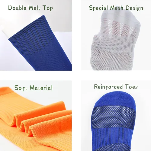 Miniatura 6 de Marchare Calcetines de fútbol para niños, calcetines de fútbol para niños, calcetines deportivos sólidos hasta la rodilla para niños y niñas