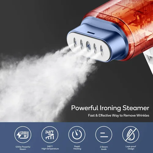 Miniatura 8 de Vaporizador Newbealer para ropa, vaporizador de viaje de 1200W con vapor horizontal y vertical, 2 niveles de vapor, planchado en seco, plegable