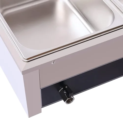 Miniatura 5 de Calentador de alimentos comercial de 3 bandejas, 110 V, 1500 W, mesa de vapor eléctrica de 3.9 in/4 pulgadas de profundidad, 20.6 cuartos de galón