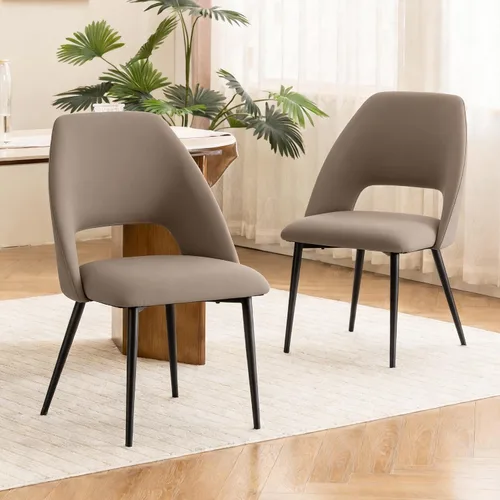 Miniatura 13 de Rowill Juego de 2 sillas de comedor tapizadas de mediados de siglo, modernas sillas de comedor, sillas de cocina, sillas decorativas con patas