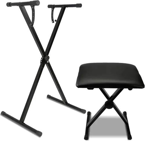 Ktaxon Juego de soporte para teclado y banco de una sola X, soporte de piano digital de altura ajustable con correas bloqueables para 49 61 76 88