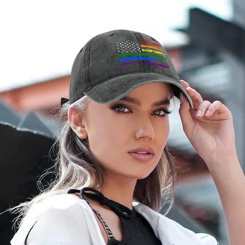 Miniatura 7 de Gorra de béisbol LGBT Pride Rainbow Denim Sombreros Love is Love Vintage Gorra de béisbol ajustable LGBT para hombres y mujeres