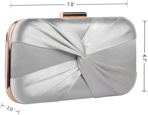 Miniatura 2 de Mulian LilY Bolso de mano plisado de satén para mujer, bolso de mano de novia para boda, fiesta de graduación