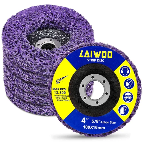 LAIWOO Paquete de 5 discos de tira para amoladora angular, ruedas abrasivas para limpiar y quitar pintura, soldaduras de óxido, oxidación (4 x 5/8