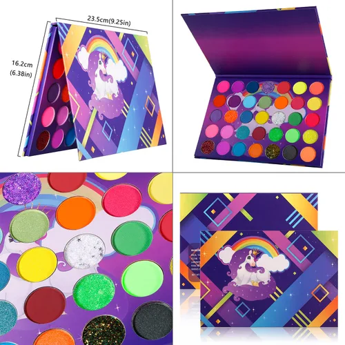 Miniatura 6 de Afflano Paleta de sombras de ojos de neón colorida, alta pigmentación, maquillaje brillante para el día del orgullo, sombra de ojos arco iris, Neón