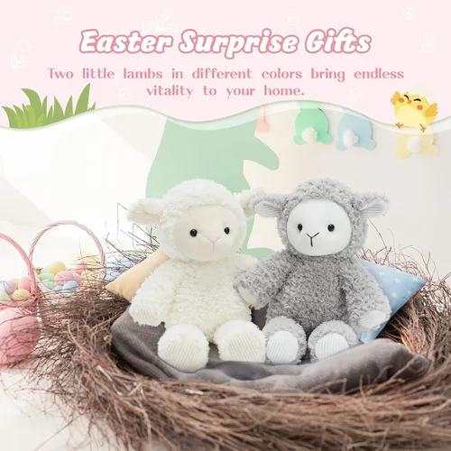 Miniatura 6 de MaoGoLan 2 piezas de animales de Pascua de peluche de oveja a granel, animales de peluche de cordero de 12 pulgadas para niñas, regalos de Pascua