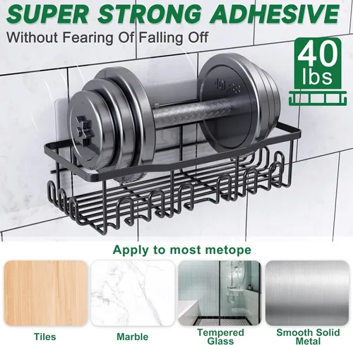 Miniatura 2 de Organizador de Ducha Paquete de 5 A Prueba de Óxido Acero Inoxidable Organizadores de Baño Con Gran Capacidad, Estantes Sin Perforación, Organizador