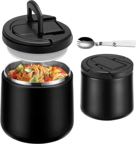 Miniatura 14 de Tarro de comida aislado al vacío de 14 onzas con tapa de hebilla, termo de sopa para niños de comida caliente, boca ancha, a prueba de fugas