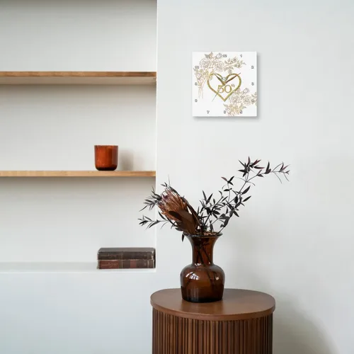Miniatura 7 de 3dRose 50º aniversario de bodas de oro en oro sintético con purpurina en corazón sobre blanco, reloj de pared de 13 x 13 pulgadas