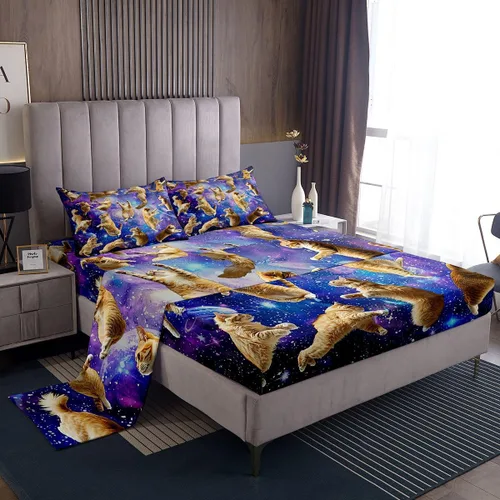 Miniatura 16 de Feelyou Juego de ropa de cama de tamaño individual con diseño de gato colorido para niños, adolescentes y niñas, decoración de habitación de gato