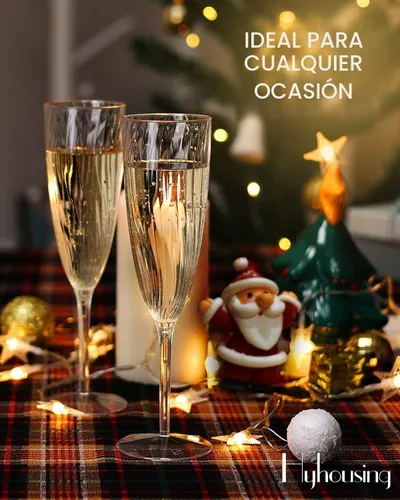 Miniatura 4 de HyHousing Paquete de 16 copas de champán de plástico, copas de champán desechables transparentes de 6 onzas con tallo largo, elegantes flautas