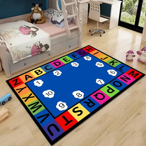 Miniatura 12 de Alfombras de área para niños, 3 x 4 pies, alfabeto, números y formas, alfombra de aprendizaje educativa para niños para sala de juegos, sala