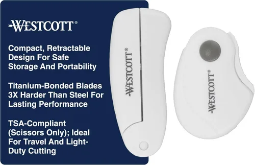Miniatura 9 de Westcott - Tijeras de 13 cm con hojas de titanio para manualidades, costura y mucho más.