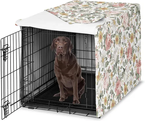 Miniatura 26 de Sweet Jojo Designs Cubierta para jaula de perro de 36 pulgadas (Boho Floral Rosa/Gris) para niñas, cubierta para perrera