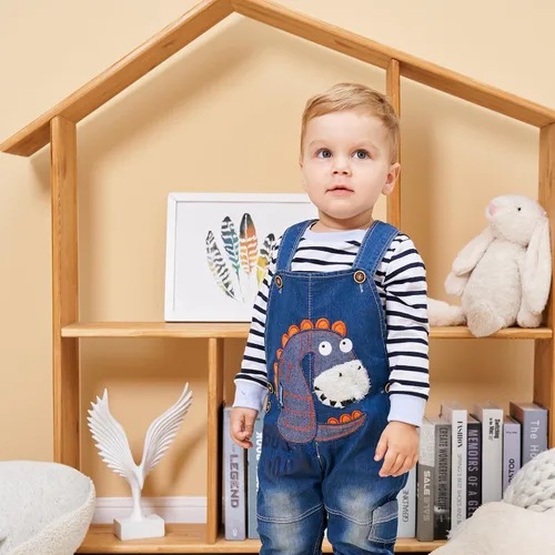 Miniatura 5 de Linda ropa de bebé niño traje niño niño camiseta de manga larga a rayas + mono de mezclilla mono pantalones conjuntos conjuntos