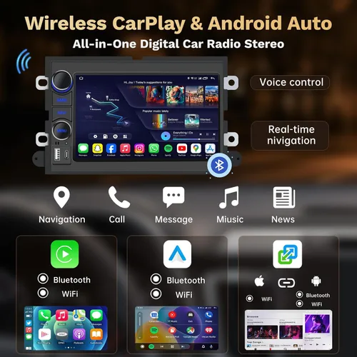 Miniatura 3 de [4Core + 64G ROM] Radio de coche estéreo para Ford F150 2004-2008: unidad principal de pantalla táctil de 7 pulgadas con Carplay inalámbrico Android