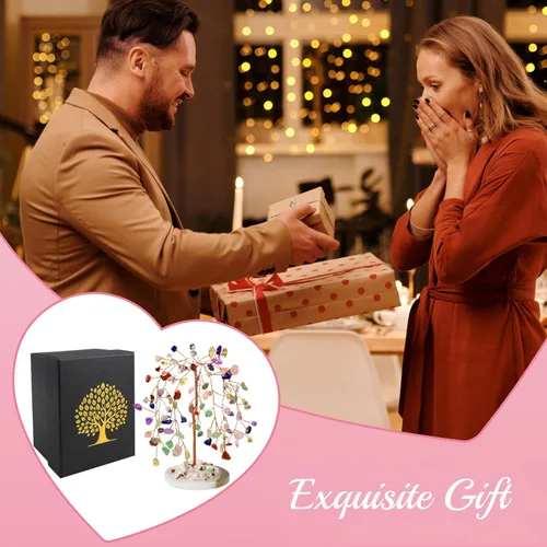 Miniatura 5 de ZHIYUXI Árbol de cristales de chakra, regalos para hombres y mujeres, decoración de habitación, accesorios de escritorio para el hogar, piedras