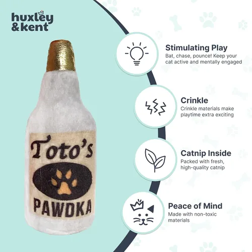 Miniatura 4 de Huxley & Kent Juguete de peluche para gatos, Toto's Pawdka, relleno de hierba gatera fuerte, juguete interactivo de felpa para gatitos y gatos