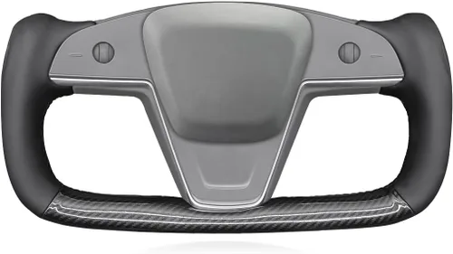 Miniatura 11 de MEWANT Funda de Volante de Athsuede con Costura Manual en Negro 9040 para Tesla Model S Yoke 2021-2023 Model X 2021-2023