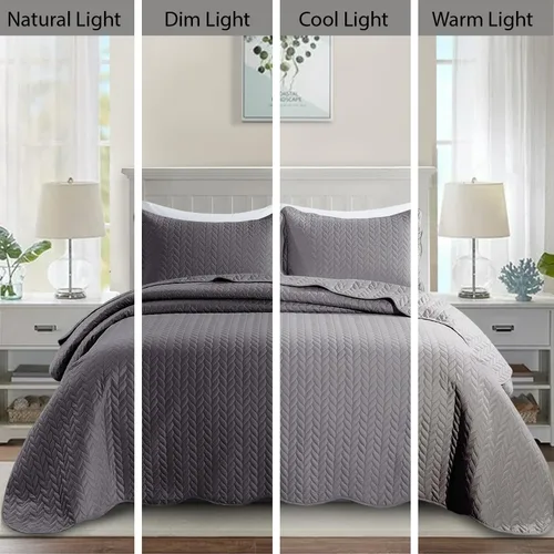Miniatura 6 de MOONLIGHT20015 Paquete de 8 Colchas Tamaño King para Cama (106" x 96") - Venta al Por Mayor para Hoteles, Dormitorios de Huéspedes y Airbnbs - Gris