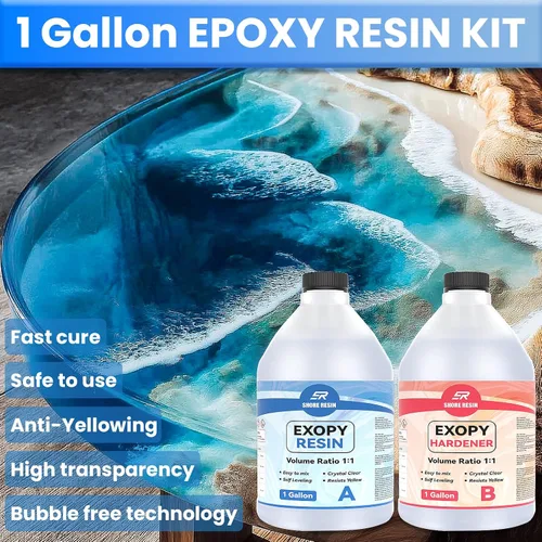 Miniatura 3 de Kit de epoxi transparente de 2 galones, liberación de burbujas 1:1 para manualidades Large 1:1 clear epoxy resin with strong bubble releasing flow