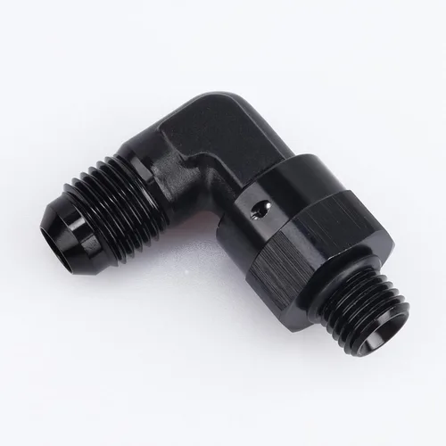 Miniatura 3 de AC PERFORMANCE Aluminio negro 90 grados -6 AN macho Flare a -4 AN ORB O Ring Puerto Rosca 7/16 x 20 Adaptador de montaje giratorio