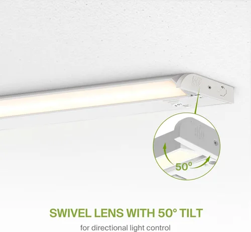 Miniatura 4 de ASD Iluminación LED giratoria para debajo del gabinete con enchufe o cableado de 48 pulgadas, luces regulables debajo del gabinete con interruptor