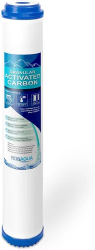 Filtro de agua de carbón activado granular de cáscara de coco estándar para toda la casa, 20 x 2.5 pulgadas, se adapta a carcasas de 20 x 2.5