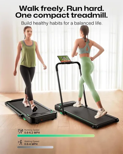 Miniatura 8 de UREVO Strol 2E Smart 2-in-1 Folding Treadmill, Compact Walking Pad with Safety Handle, Plug and Play, Standing Desk Treadmill with Dual LED Display
