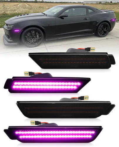 Miniatura 13 de Luz de marcador lateral verde compatible con Chevy Camaro de 5ª generación 2010 2011 2012 2013 2014 2015, luces LED ahumadas 4