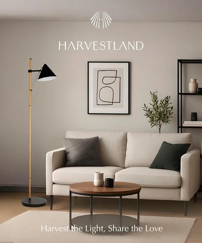 Miniatura 8 de HarvestLand Noah - Lámpara de pie negra – Lámparas de lectura de pie ajustables sobre silla con base sólida, lámpara de pie de lectura, lámpara