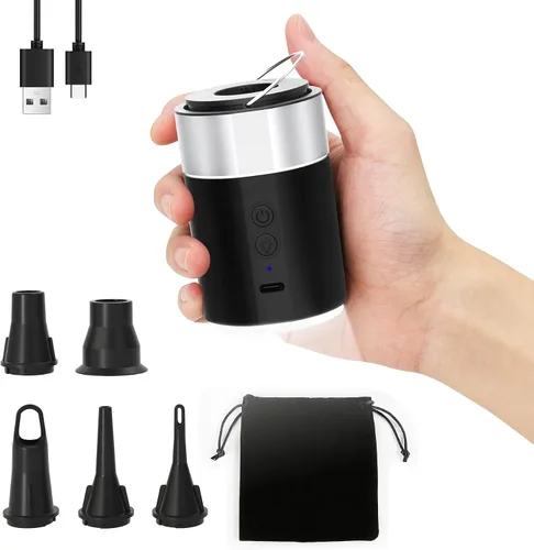 Miniatura 9 de BEAUTYOVO Bomba de aire eléctrica para inflables de piscina, bomba de colchón de aire de llenado rápido, bomba de aire portátil inalámbrica