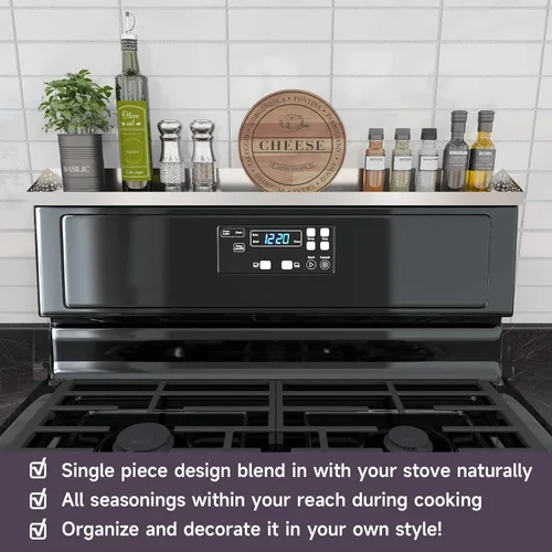 Miniatura 2 de STUTOV Estante para estufa, organizador de especias, fácil instalación, solución de almacenamiento para cocina, con longitud estándar de 30 Acero