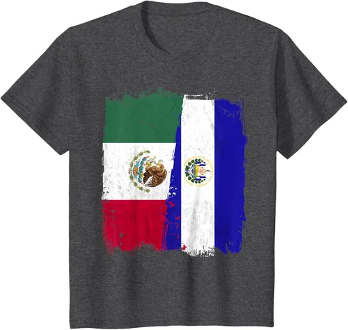 Miniatura 35 de Camiseta con la bandera mexicana de El Salvador con la mitad de la bandera mexicana de El Salvador