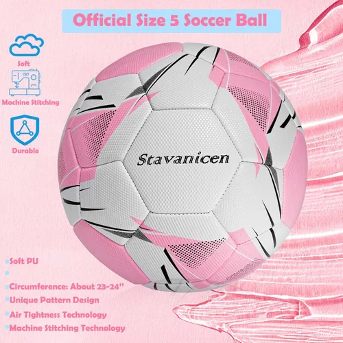 Miniatura 4 de Balón de fútbol tamaño 5 con bomba y aguja, kit de pelota de fútbol de poliuretano suave para interiores y exteriores, práctica, entrenamiento
