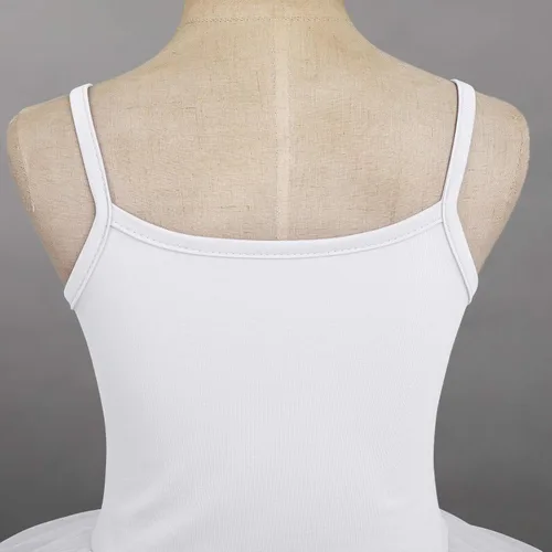Miniatura 5 de AFAVOM Vestido de ballet con lentejuelas y flecos para niñas pequeñas, vestido de ballet con purpurina y plumas, tutú con falda, leotardo